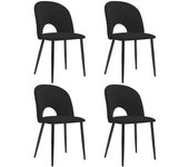 Juego de 4 sillas de diseño con respaldo acolchado y asiento de terciopelo, negras