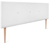 Dhome cabecero de tela aqualine liso con botones 145x105cm con patas camas 135/140 - blanco