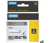 Cinta laminada para rotuladoras rhino dymo id1-12 12 x 5,5 mm negro blanco vinilo autoadhesivas (5 unidades)