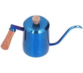 Cafetera de acero inoxidable de 600 ml con pico de ganso y mango de madera