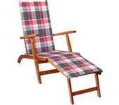 Silla de jardín con reposapiés y cojín de acacia maciza