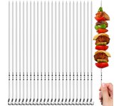25 uds brochetas de metal, brochetas kabob, brochetas planas para barbacoa de acero inoxidable, brochetas reutilizables para parrilla