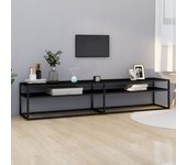 Mueble para tv | mueble de salón | mesa de tv vidrio templado negro 200x40x40,5 cm cfw35678