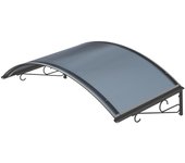 Arctom - marquesina para puerta alba 80x140 de aluminio antracita y cubierta policarbonato celular antracita.