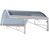 Arctom - marquesina para puerta alba 80x140 de aluminio blanco y cubierta policarbonato celular antracita.