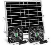 Ventilador solar de 20 w, ventilador solar para cobertizo, gallinero, invernadero, con dos ventiladores impermeables ipx7 de 5 pulgadas