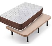 Colchón viscoelástico stylus + base tapizada beige con 6 patas de 32 cm | medidas: 105x200 cm