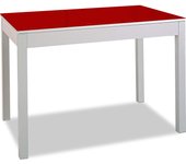 Mesa de cocina extensible de carro - 100x60 cm (150x60 cm) - estructura y extensión color aluminio - tapa cristal color rojo
