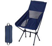 Silla de camping plegable ligera, silla de camping con respaldo portátil y bolsa de transporte para viajes, picnic, senderismo, pesca, playa (azul)