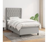 Cama con somier y colchón gris claro 90x200 cm tela
