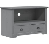 Mueble tv con 2 cajones bodo gris 91x43x56cm madera maciza de pino