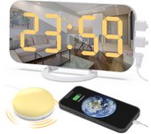 Reloj despertador digital ruidoso para personas que duermen mucho con agitador de cama, luz led ajustable, repetición, alarma, reloj para dormitorio