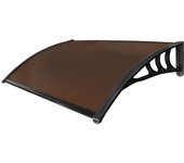 Arcadia - marquesina exterior para puertas y ventanas de pp y policarbonato 120x80 cm, negro con vidrio ahumado