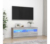 Mueble de tv | mueble de salón | mesa de tv con luces led gris sonoma 100x35x40 cm cfw97510