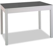 Mesa de cocina extensible de carro - 110x70 cm (170x70 cm) - estructura y extensión color aluminio - tapa cristal color grafito