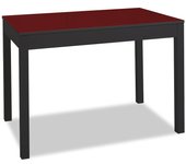 Mesa de cocina extensible de carro - 110x70 cm (170x70 cm) - estructura y extensión color negra - tapa cristal color burdeos