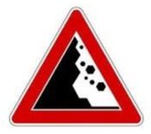 Triángulo cayendo rocas desde la derecha
