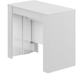 Consola para comedor extensible en color blanco brillo con medidas: 90 ancho x 78 alto, extensible de 51 cm a 237 cm