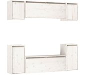 Mueble tv 6 piezas blanco madera maciza de pino