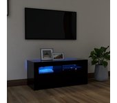 Mueble de tv | mueble de salón | mesa de tv con luces led negro 90x35x40 cm cfw50794