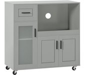 Aparador auxiliar de almacenamiento para microondas con ruedas aparador cocina con 3 puertas y un cajón 89 x 40 x 89 cm fsb78-hg sobuy es