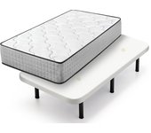 Colchón viscoelástico top dream + base tapizada blanco con 6 patas de 25 cm | medidas: 90x190 cm