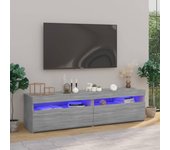 2 piezas mueble de tv | mueble de salón | mesa de tv con luces led gris sonoma 75x35x40 cm cfw99118
