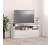 Mueble de tv | mueble de salón | mesa de tv con cajones alta madera de pino blanco 100x35x41cm cfw36419