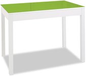 Mesa de cocina fija - alto 92 cm - estructura color blanca - tapa cristal color verde