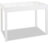 Mesa de cocina extensible de carro - 110x70 cm (170x70 cm) - estructura y extensión color blanca - tapa cristal color blanca