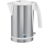 Hervidor agua eléctrico, 1,7l, resistencia oculta, acero inox., inalámbrico, apagado automático, clatronic, blanco, 2200, wks 3288