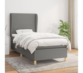 Cama con somier y colchón gris oscuro 90x190 cm tela