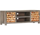 Mueble para tv | mueble de salón | mesa de tv de madera maciza reciclada gris 120x30x40 cm cfw82594