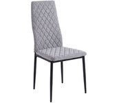 Pack 4 sillas comedor ada tapizadas acolchado tipo rombo tela gris y patas metal negro