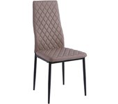 Pack 4 sillas comedor ada tapizadas acolchado tipo rombo polipiel taupe y patas metal negro