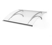 Arctom marquesina para puerta de aluminio plata olor 160x85, cubierta de acrílico transparente