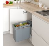 Cubo de basura extraíble para armario de cocina de ancho 255mm con 1 cubo de 40 litros