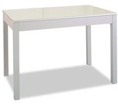 Mesa de cocina extensible de carro - 110x70 cm (170x70 cm) - estructura y extensión color aluminio - tapa cristal color beig