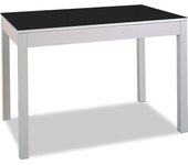 Mesa de cocina extensible de carro - 110x70 cm (170x70 cm) - estructura y extensión color aluminio - tapa cristal color negra