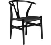 Pack 2 sillas comedor salma de madera color negro. diseño envolvente y asiento cuerda trenzada.