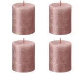 Bolsius velas rústicas shimmer 4 unidades rosa 80x68 mm