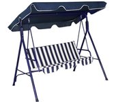 Columpio balancin de 3 plazas. muebles de jardin y terraza azul 170x153 cm