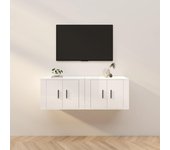 2 piezas muebles para tv de pared | mueble de salón | mesa de tv blanco brillante 57x34,5x40 cm cfw20381