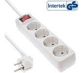 Regleta inline tipo f 4 puertos con interruptor + seguro para niños blanco 1.5m