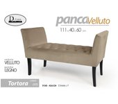 Banco en terciopelo gris tórtola con patas de madera