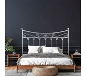 Cabecero de forja córdoba, color blanco plata cabezal para cama de 135 cm, cama matrimonio (140 cm x 125 )