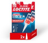 Pack 2 unidades loctite superglue 3 precision max pegamento adhesivo de cianocrilato instantáneo con boquilla extra larga para areas de difícil acceso
