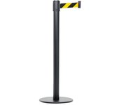 Danieli store | poste separador negro con cinta extensible hasta 3 mt | base plana y cinta amarilla/negra 3 mt