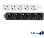 Regleta inline tipo f 5 puertos + seguro para niños blanco 1.5m