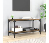 Mueble para tv | mueble de salón | mesa de tv contrachapada y acero roble ahumado 80x33x41 cm cfw13527